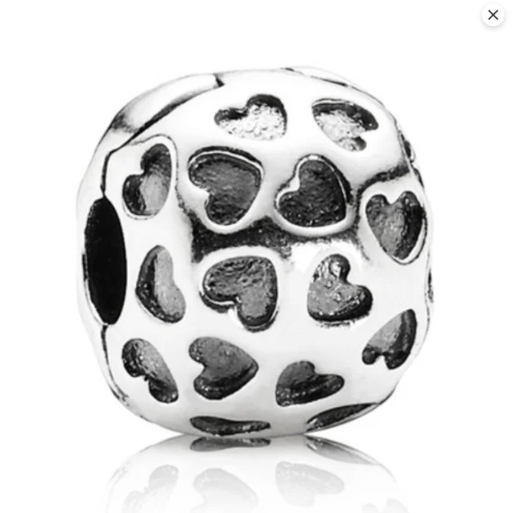 Retired Pandora Showered with Hearts Clip Charm Sterling Silver ALE 925